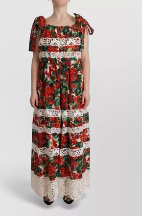 Dolce & Gabbana cotton floral print lace sleeveless maxi dress