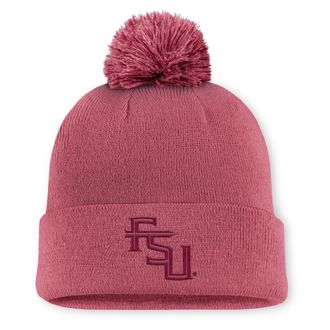 Nike Florida State Primetime Campus Toned Nike Mens College Cuffed Pom Beanie in Pink | NC1665MFTN-UE8
