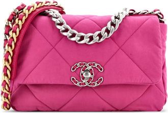 Chanel 19 Flap Bag Quilted Canvas Medium shoulder bag - Roze
