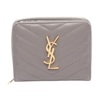 Saint Laurent Pre-owned Wallets, female, Gray, Size: ONE SIZE Pre-owned Paris Monogram Leather Wallet