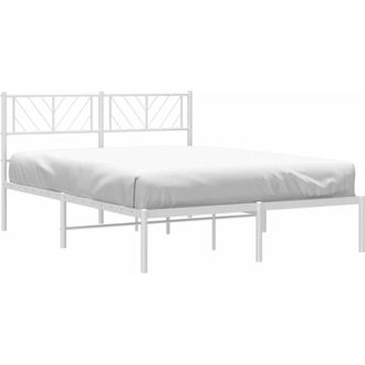 vidaXL Estructura Cama Sin Colch&oacute;n Con Cabecero Metal Blanco 140x200cm Vidaxl