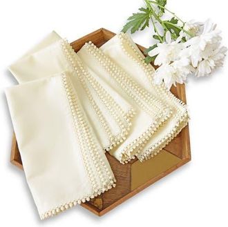 Solino Home Linen Dinner Napkins Set of 4, 20 x 20 Inch for Dining Table, Holiday and Everyday Table Decor - Maddie in Ivory at Nordstrom, Size Large