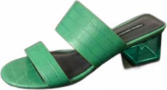French Connection Womens Croc-Embossed Lucite Block Heels In Emerald Green