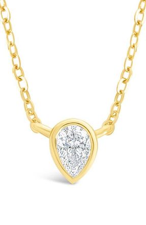 Sterling Forever Pear Cut Cubic Zirconia Pendant Necklace in Gold at Nordstrom