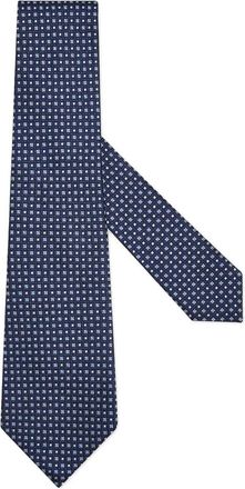 Ermenegildo Zegna geometric-pattern silk tie - men - Mulberry Silk/Mulberry Silk - One Size - Blue