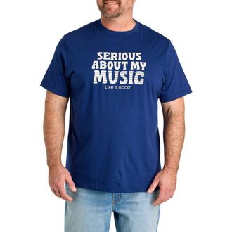 Life is good Big & Tall Serious About My Music Graphic Tee in Navy at Nordstrom, Size 3X Big