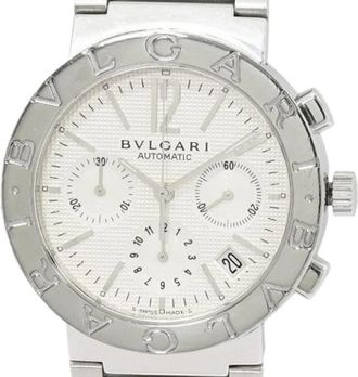 Bulgari Pre-owned Roestvrijstalen Horloge - Heren - Vintage Horloges - Grijs - ONE Size - Vintage