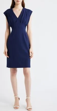 Anne Klein Pleated Bodice Sheath Dress in Deep Navy at Nordstrom Rack, Size 10