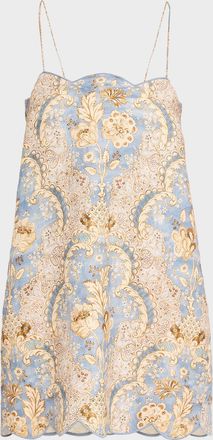Zimmermann Daylight Scallop Linen Mini Dress