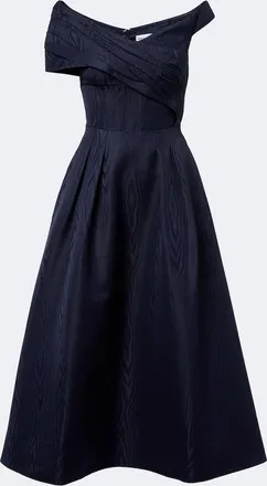 Rebecca Vallance Sapphire asymmetric off-shoulder midi dress