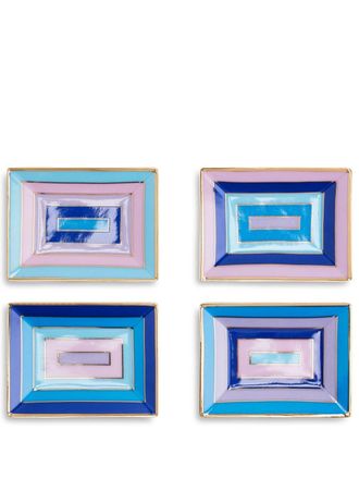 Jonathan Adler Set in porcellana con motivo geometrico - Blu