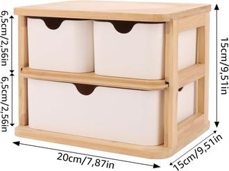 No Brand Caja De Almacenamiento De Madera Con Cajones - Caja De Almacenamiento De Escritorio - Caja De Almacenamiento De Cosm&eacute;ticos De Madera Con 3 Cajones - A