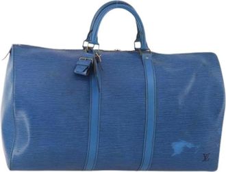 Louis Vuitton Pre-owned Boston Bag - Dames - Vintage Weekendtas - Blauw - ONE Size - Leer - Vintage