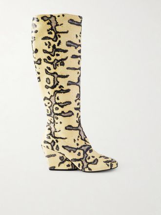 Proenza Schouler Stivali In Pelle Effetto Serpente Slant - Stampa animalier