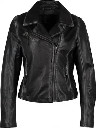Mauritius Womens Leather Jacket With Stars In Black