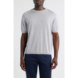 Emporio Armani Short Sleeve Crewneck Sweater in Solid Light/Pastel Grey at Nordstrom Rack, Size Xxx-Large