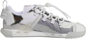 Dolce & Gabbana Wit Zilver Portofino Sneakers NS1 Low Top - Heren - Sneakers - Wit - 44 EU - Leer - Schoenen