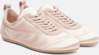 Jil Sander Floor suede-trimmed satin sneakers