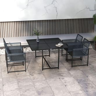 OUTSUNNY 5 Pieces Patio Dining Set Outdoor Table & Chairs Space-Saving Dark Grey