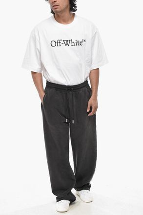 Off-white Joggers in Cotone Garzato EYELET con Occhielli Decorativi Off-White