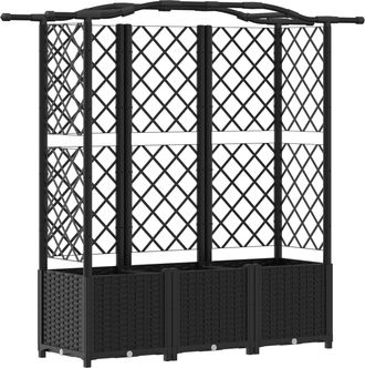 vidaXL Cama Elevada Con Trellis Y Techo Negro 163 X 40 X 138 Cm Pp Vidaxl