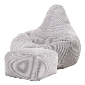 Icon Brand Puf reclinable con reposapi&eacute;s en respaldo alto y pana gris claro