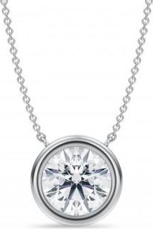 Allurez Round Lab Diamond Solitaire Pendant Necklace 14K White Gold (3.50ct)