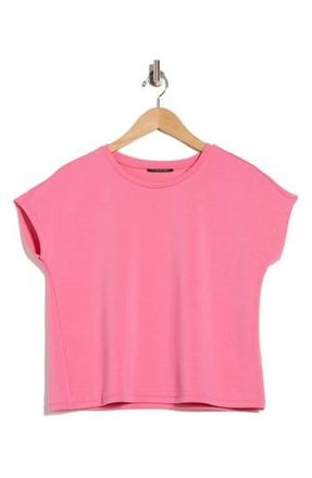 T Tahari Extended Shoulder Crewneck Scuba Knit T-Shirt in Bright Pink at Nordstrom Rack, Size X-Small