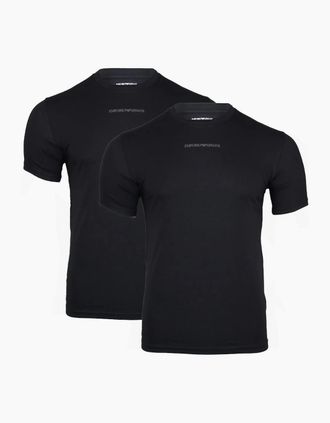 Emporio Armani Mens Emporio Armani 2-Pack T-Shirts, Black - Black/Black - Size: 36