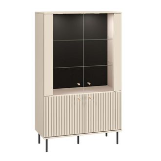 Petits Meubles Vajillero 4 puertas con LED estratificado Beige