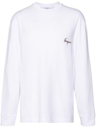 Ferragamo T-shirt con stampa a maniche lunghe - Bianco