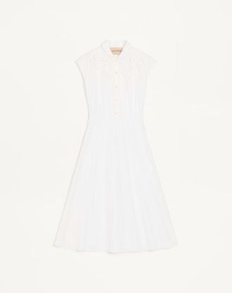 Valentino Embroidered Poplin Midi Dress Wo