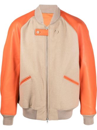 Yohji Yamamoto contrasting-panel bomber jacket - men - Recycled Polyester/Polyester/Wool/Elastane/Polyurethane/Viscose/Polyester/Recycled Polyester/Polyamid