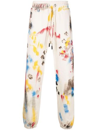 Palm Angels paint-splatter logo-print track pants - Neutrals