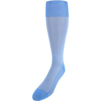 Trafalgar Store Bernard Chain Link Mercerized Cotton Mid-Calf Socks in Light Blue With Grey at Nordstrom