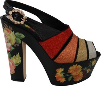 Dolce & Gabbana Vrouwen Bloemen Wedges Enkelband Sandalen Schoenen