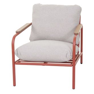 Hhg [nunca Usado] Silla De Jard&iacute;n De Aluminio Hhg-591, Silla De Exterior Silla De Jard&iacute;n, Tejido/textil Olefina (205 G/m&sup2;), Tapizado Terracota Beige