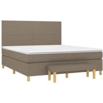 vidaXL Vidaxl - Cama Box Spring Con Colch&oacute;n Tela Gris Taupe 160x200 Cm