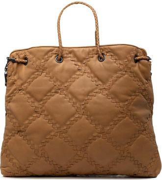 Bottega Veneta Pre-owned Bottega Veneta Intrecciato Trimmed Leather Croisette Drawstring Tote R40H0ABTG0BY91XB