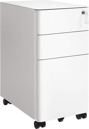 Songmics Archivador m&oacute;vil con ruedas y cerradura de color blanco