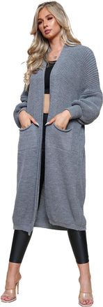 Janisramone Women s Cardigans, Open Front Chunky Knitted Cardigan, Balloon Sleeve Maxi Cardigan, Long Jumpers for Women UK, Oversized Fall Sweater with Pockets, W