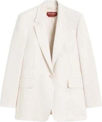 Max Mara Mstbosco Single-Breasted Cady Blazer - Dames - Blazers - Beige - M - Polyester - Jassen