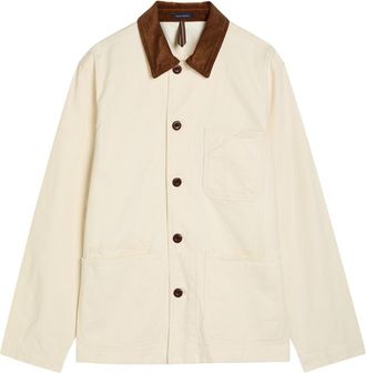 Drake's Drakes Corduroy Collar Cotton-twill Overshirt - Ecru - 52 (UK42 / XL)