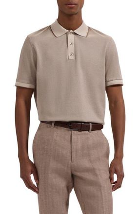 Bugatchi Three Button Cotton Polo in Almond at Nordstrom, Size Xx-Large