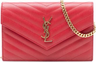 Saint Laurent Pre-owned Cross Body Bags, female, Red, Size: ONE SIZE Pre-owned Chain Wallet