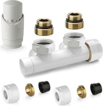 APM Kit V&aacute;lvula H Termost&aacute;tica Cuadrada Blanca Con Adaptador Para Tubos De Cobre Apm 343kb 015 R 12 Blanco