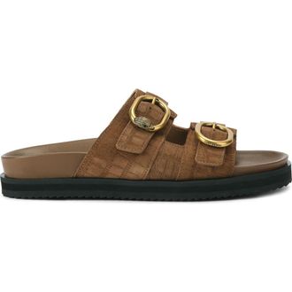 Kurt Geiger Bancroft Buckle Strap Slide Sandal in Light/Pastel Brown at Nordstrom, Size 12