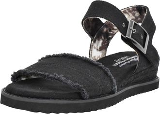 Skechers Womens Desert Kiss-Stretch Quarter Strap Sandal Flat, Black/Black, 4 UK Wide