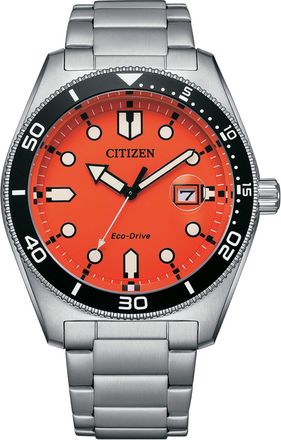 Citizen Mens Eco Drive Orange Dial Watch