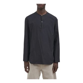 Christophe Lemaire Long Sleeve Tops, male, Black, Size: L Camicia in Cotone e Seta